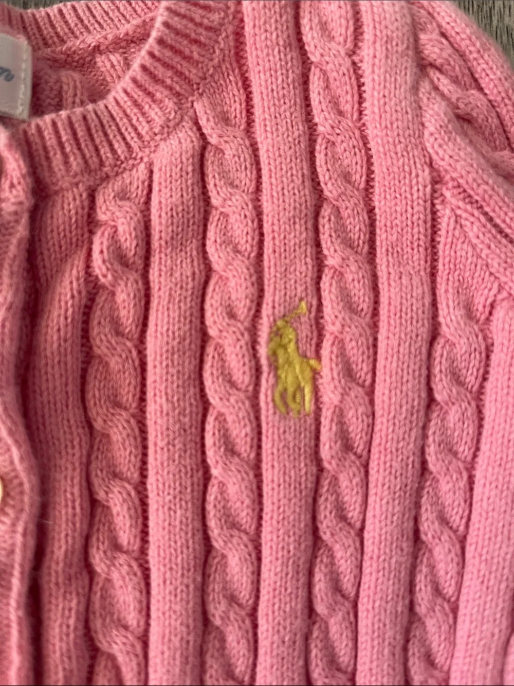Ralph Lauren Pink Cable Knit Baby Cardigan